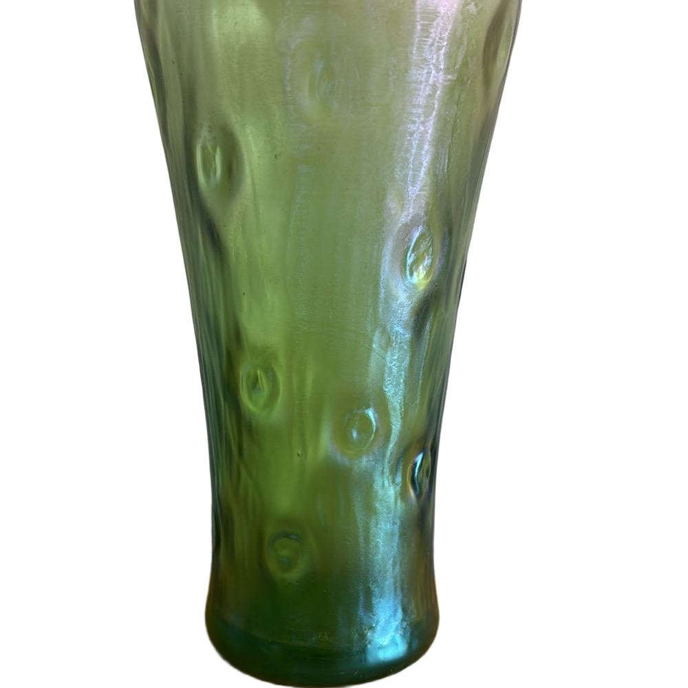 Antique Loetz / Lötz Art Nouveau Rusticana Iridescent Green Glass Vase - Picture 3 of 5